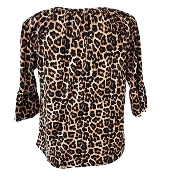 Michael Michael Kors women's 3/4 sleeve leopard Print Top small - Picture 2 of 5